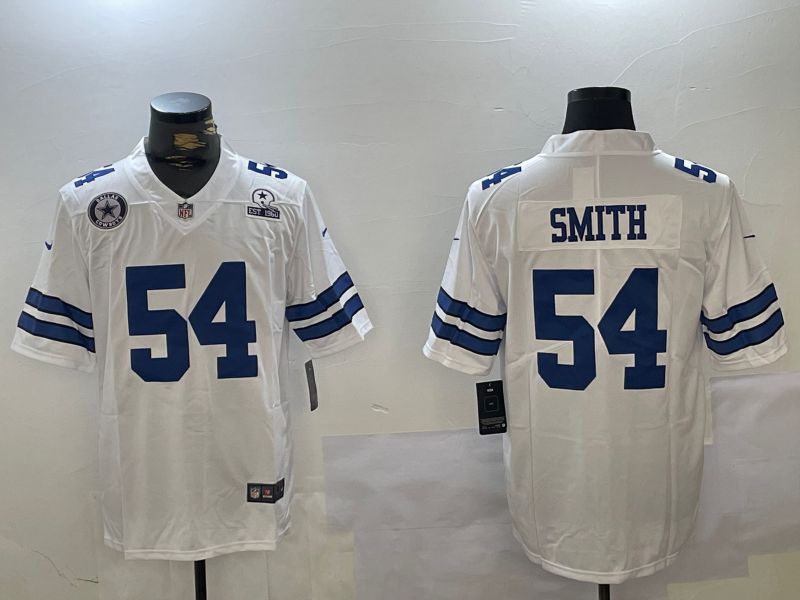 Men Dallas Cowboys #54 Smith White 2024 Nike Vapor Limited NFL Jersey style 8